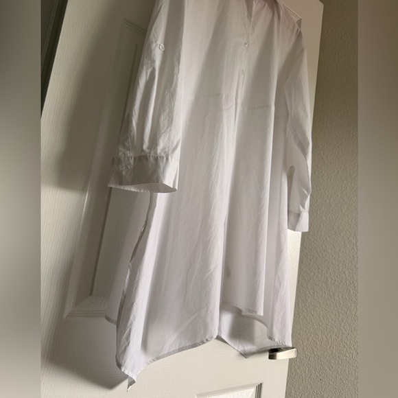Cupio Roll Sleeve Asymmetrical Hem Tunic Size S in White - Picture 6 of 12